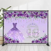 Lofaris Purple Floral Dress Sweet 16th Birthday Backdrop